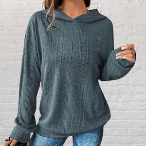 SHEIN LUNE Solid Drop Shoulder Hoodie